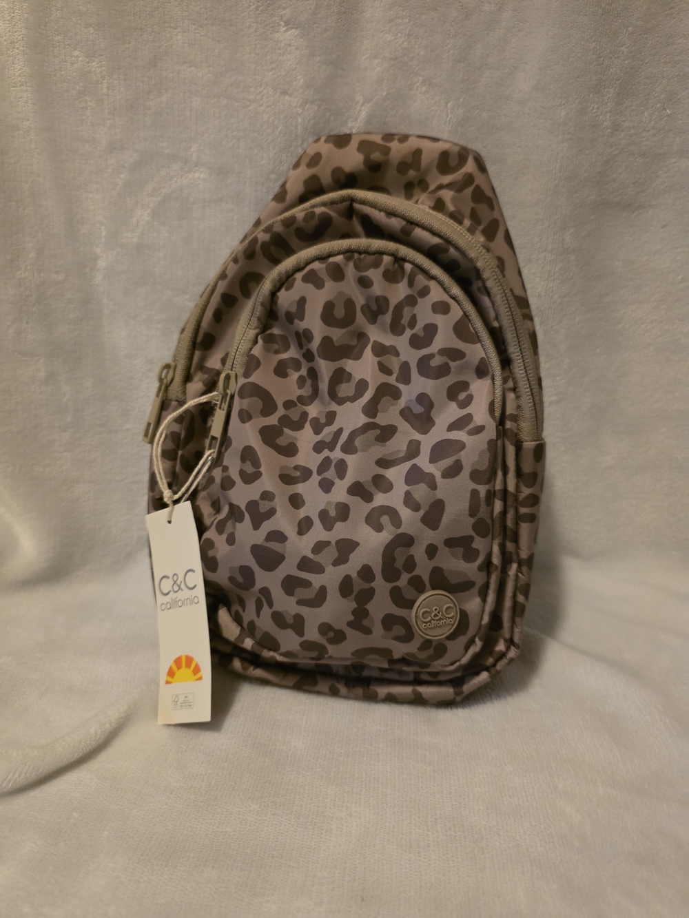 C&C California Taupe Leopard Print Sling Bag